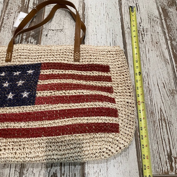STRAW STUDIOS tote!🇺🇸patriotic and practical! Inside is fully lined w/pockets! - Picture 10 of 11